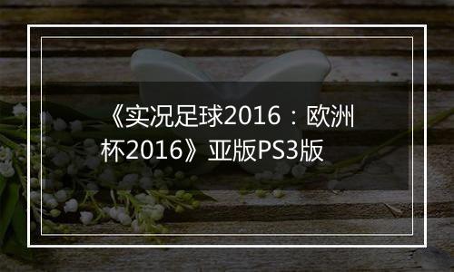 《实况足球2016：欧洲杯2016》亚版PS3版