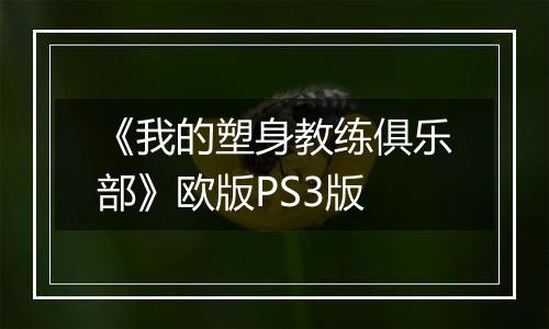 《我的塑身教练俱乐部》欧版PS3版