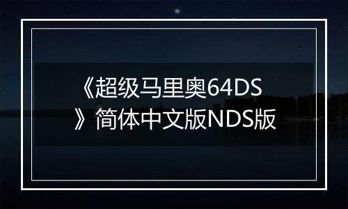 《超级马里奥64DS》简体中文版NDS版