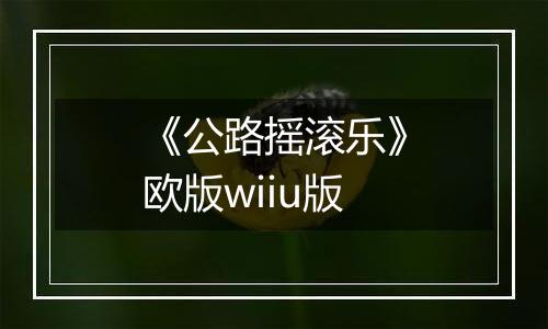 《公路摇滚乐》欧版wiiu版