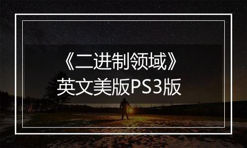 《二进制领域》 英文美版PS3版
