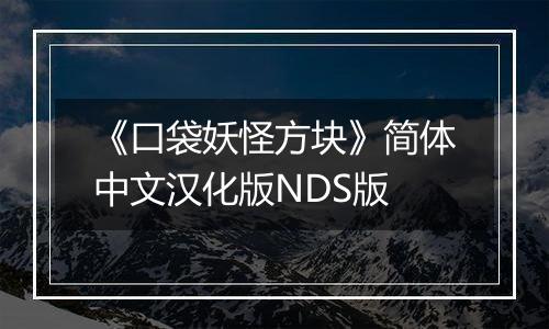 《口袋妖怪方块》简体中文汉化版NDS版