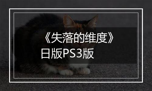 《失落的维度》日版PS3版