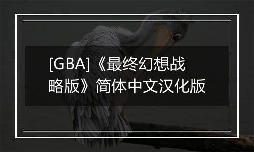 [GBA]《最终幻想战略版》简体中文汉化版