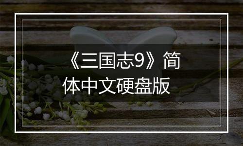 《三国志9》简体中文硬盘版
