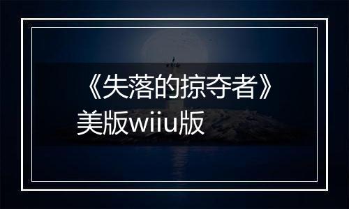 《失落的掠夺者》美版wiiu版