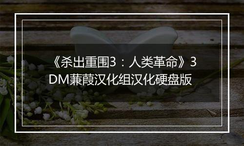 《杀出重围3:人类革命》3DM蒹葭汉化组汉化硬盘版