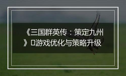 《三国群英传：策定九州》​游戏优化与策略升级
