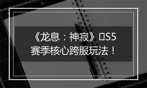 《龙息：神寂》​S5赛季核心跨服玩法！