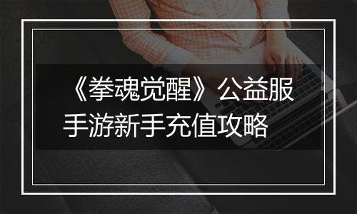 《拳魂觉醒》公益服手游新手充值攻略