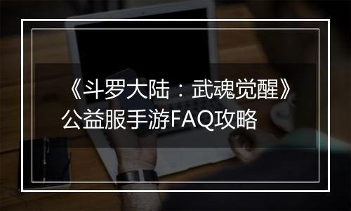 《斗罗大陆：武魂觉醒》公益服手游FAQ攻略