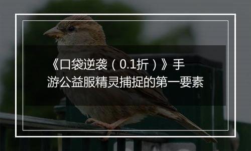 《口袋逆袭（0.1折）》手游公益服精灵捕捉的第一要素