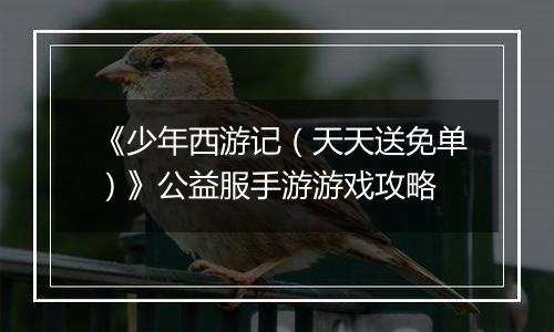 《少年西游记（天天送免单）》公益服手游游戏攻略