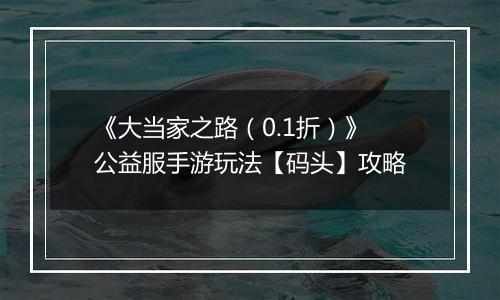《大当家之路（0.1折）》公益服手游玩法【码头】攻略