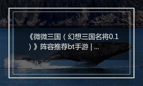 《微微三国（幻想三国名将0.1）》阵容推荐bt手游 | 新手实用阵容