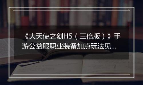 《大天使之剑H5（三倍版）》手游公益服职业装备加点玩法见解