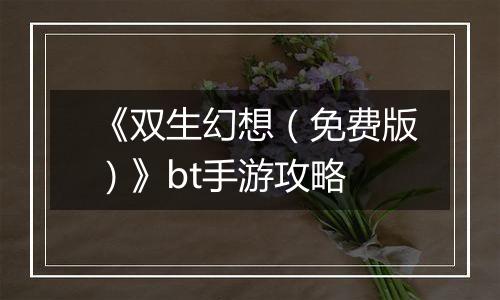 《双生幻想（免费版）》bt手游攻略