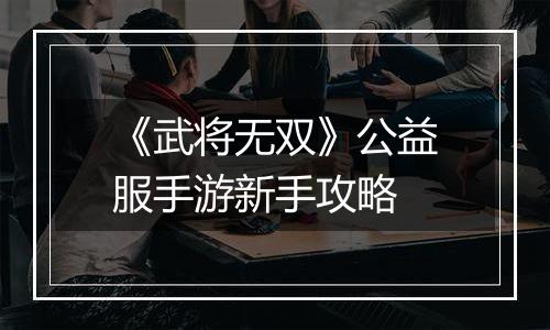 《武将无双》公益服手游新手攻略