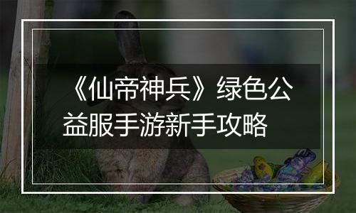 《仙帝神兵》绿色公益服手游新手攻略