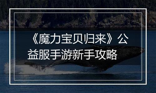 《魔力宝贝归来》公益服手游新手攻略