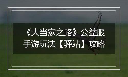《大当家之路》公益服手游玩法【驿站】攻略