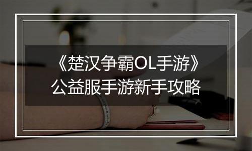 《楚汉争霸OL手游》公益服手游新手攻略