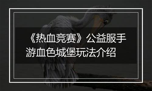 《热血竞赛》公益服手游血色城堡玩法介绍