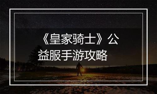 《皇家骑士》公益服手游攻略