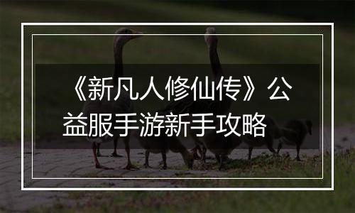 《新凡人修仙传》公益服手游新手攻略