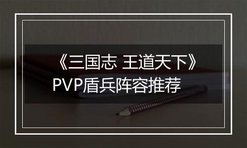 《三国志 王道天下》PVP盾兵阵容推荐
