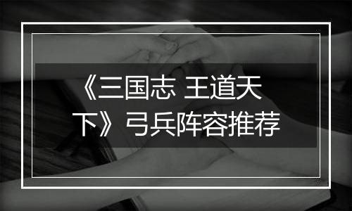 《三国志 王道天下》弓兵阵容推荐