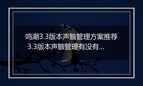 鸣潮3.3版本声骸管理方案推荐 3.3版本声骸管理有没有方案码