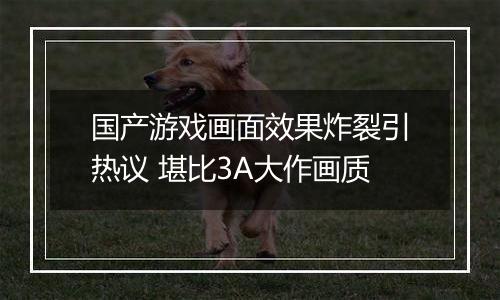 国产游戏画面效果炸裂引热议 堪比3A大作画质