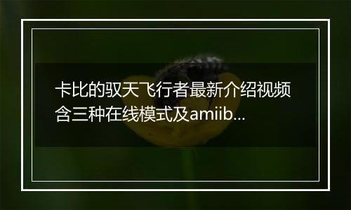 卡比的驭天飞行者最新介绍视频 含三种在线模式及amiibo联动