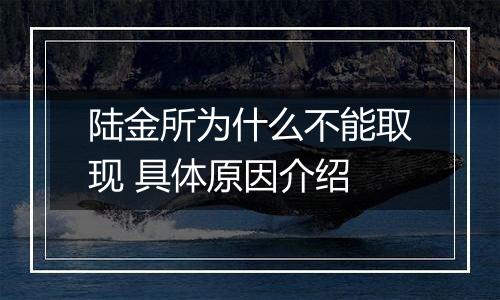 陆金所为什么不能取现 具体原因介绍