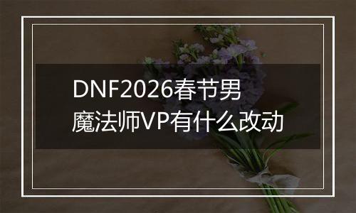DNF2026春节男魔法师VP有什么改动