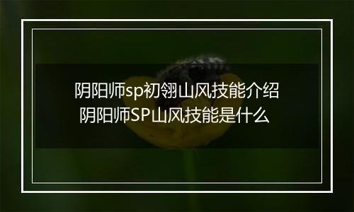 阴阳师sp初翎山风技能介绍 阴阳师SP山风技能是什么