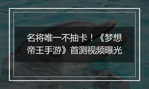 名将唯一不抽卡！《梦想帝王手游》首测视频曝光