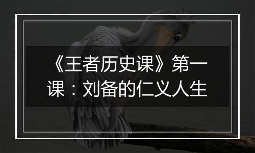 《王者历史课》第一课：刘备的仁义人生
