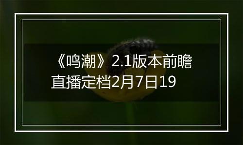 《鸣潮》2.1版本前瞻直播定档2月7日19