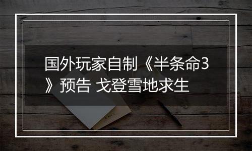 国外玩家自制《半条命3》预告 戈登雪地求生