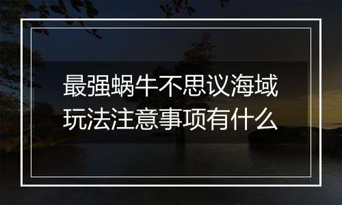 最强蜗牛不思议海域玩法注意事项有什么