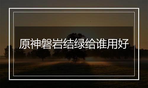 原神磐岩结绿给谁用好