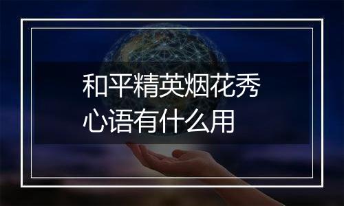 和平精英烟花秀心语有什么用