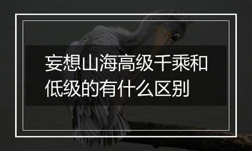 妄想山海高级千乘和低级的有什么区别