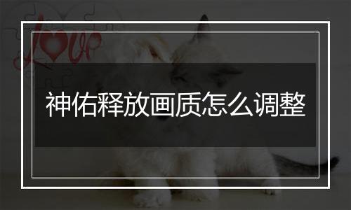 神佑释放画质怎么调整