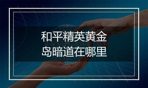 和平精英黄金岛暗道在哪里