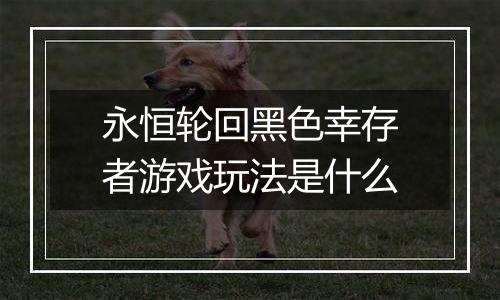 永恒轮回黑色幸存者游戏玩法是什么