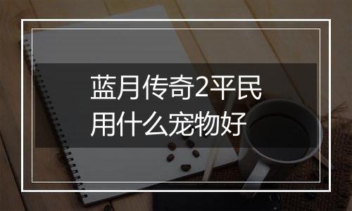 蓝月传奇2平民用什么宠物好