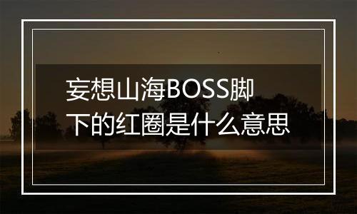 妄想山海BOSS脚下的红圈是什么意思